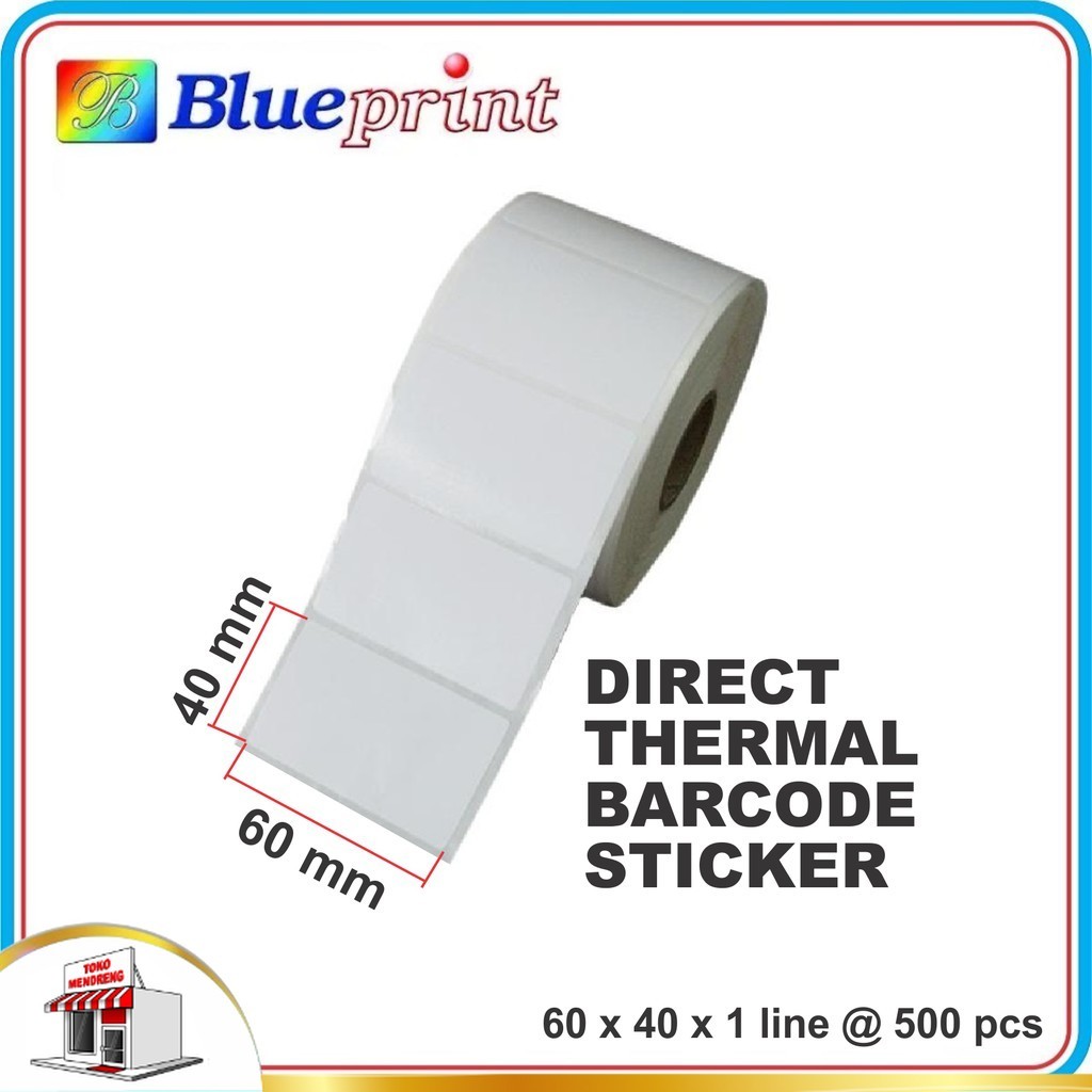 

Direct Thermal Sticker Label 60 x 40 mm 1line Blueprint Stiker Barcode 60x40