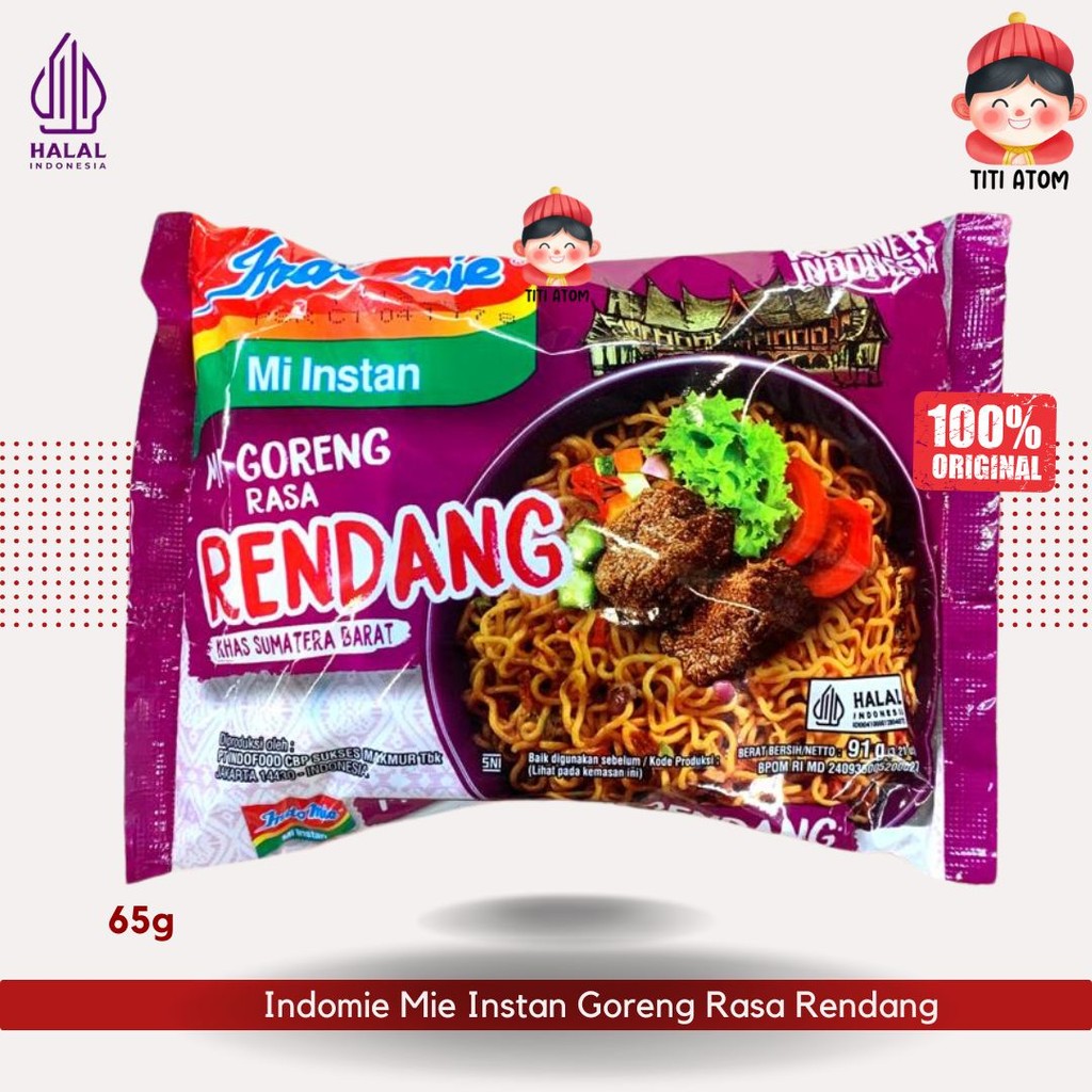 

Indomie Mie Instan Goreng Rasa Rendang 65g