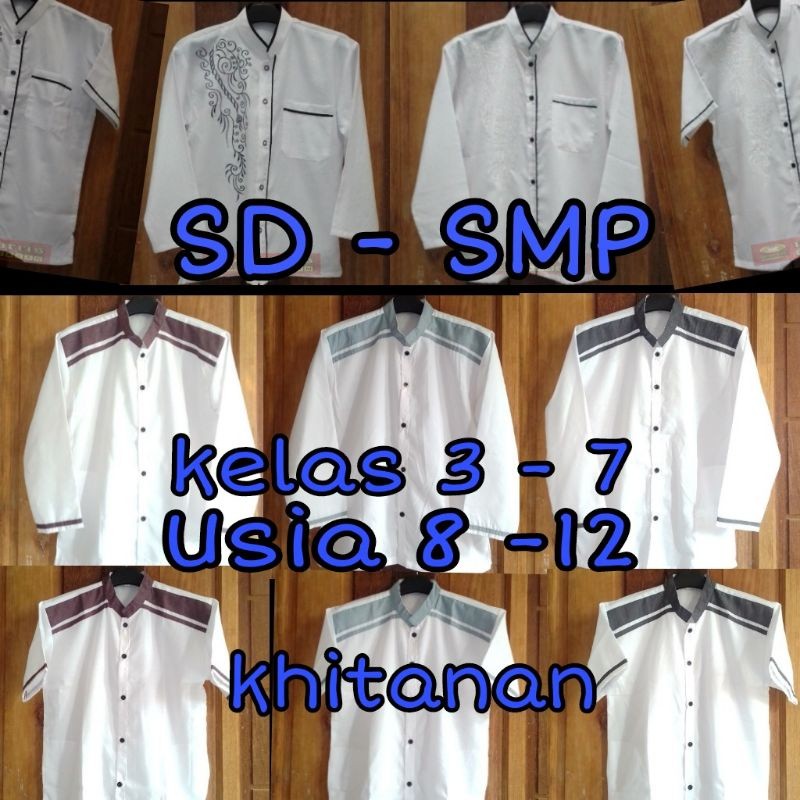 TA- Baju Koko Anak Tanggung Size 13 14 15 16 Kelas SD SMP Seragam Putih Khitanan Khitan Sunat Hadroh
