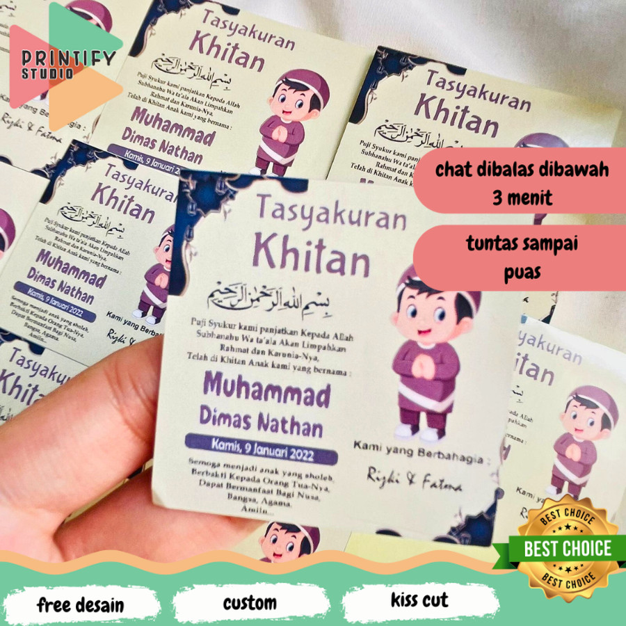 

Printify 7-11 Stiker Tasyakuran Walimatul Khitan anak kotak Murah Tempel Box Nasi Tinggal Tempel
