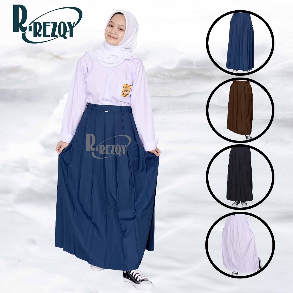 R Rezqy -Rok Smp Panjang Rempel Seragam Sekolah Smp Warna Biru Putih Hitam Coklat Pramuka
