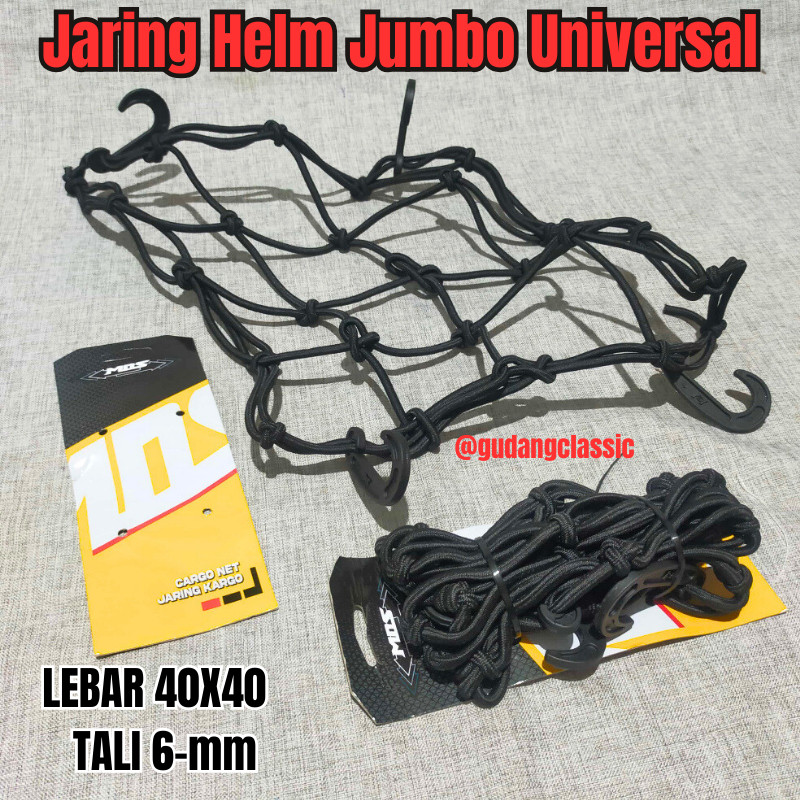 Jaring Helm Jumbo Universal Touring Lebar 40x40 Diameter tali 6mm Jala Helm CB GL Tiger Megapro Vixi