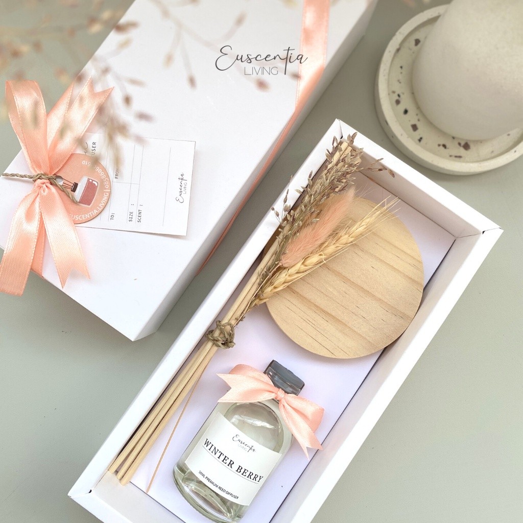 Reed Diffuser Premium 50ml by Euscentia.Living - SIGNATURE GIFT SET + COASTER