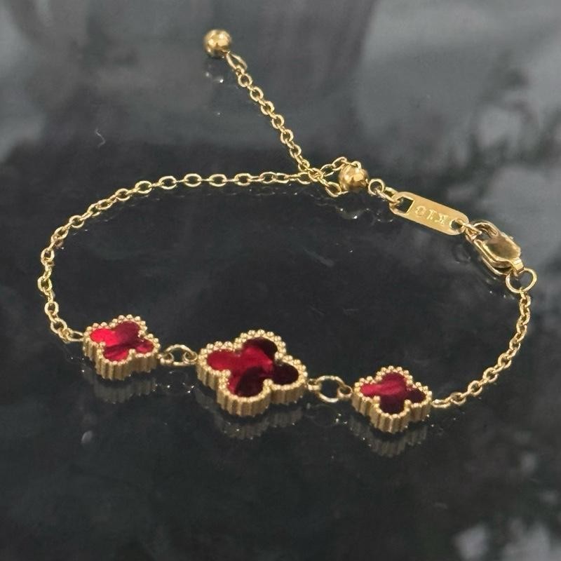 GELANG KLOVER TITANIUM RED BLACK GOLD SERUT KAIT LOBSTER