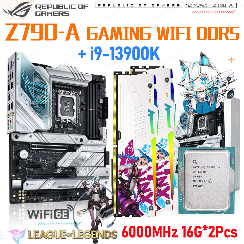 ASUS ROG STRIX Z790 A GAMING WIFI White Motherboard DDR5 LGA 1700 Kit i9 13900K With Renegade 6000MH