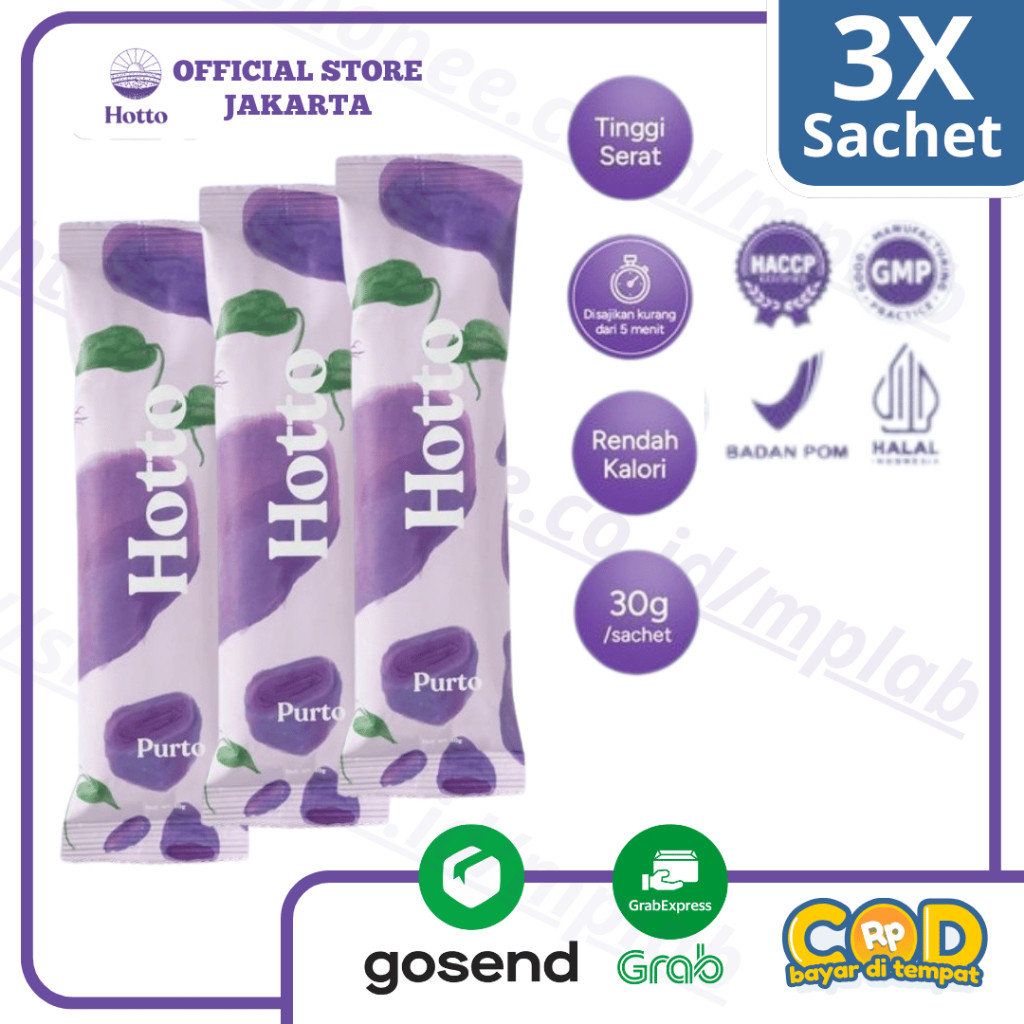 

DISKON!!! Hotto Official Jakbar Purto Oat 3 Sachet Multigrain Oat Natural Organic (Travel Size) HALAL & BPOM