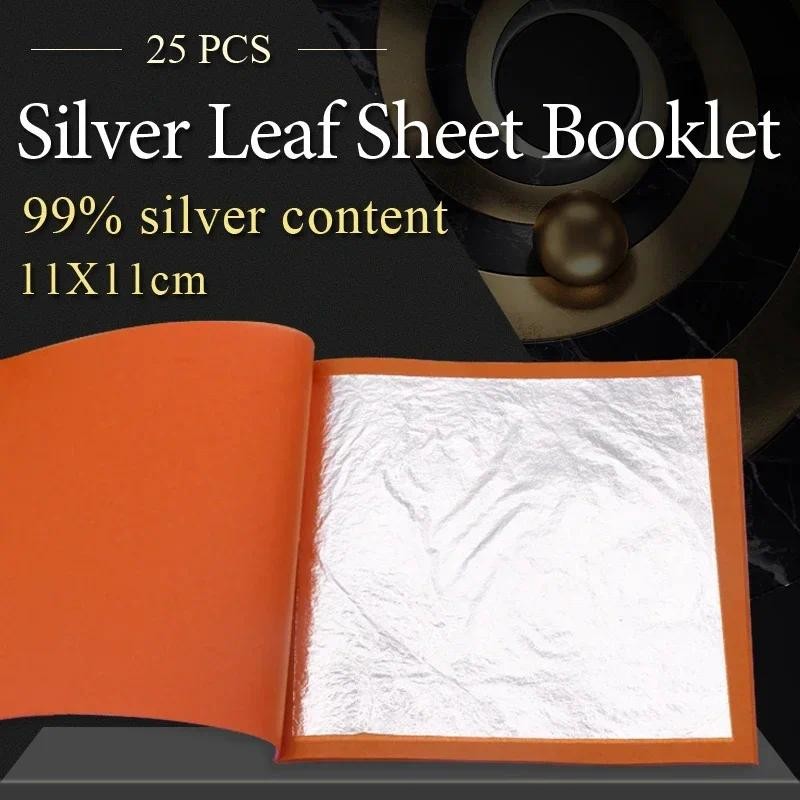 

11cm Solid Silver Foil Booklet Real Silver Leaf for Cake Decoration DIY Art Crafts Wrapping Paper Painting Ultra Thin Sheets
