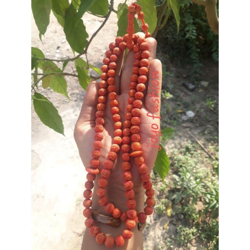 TASBIH BATU MARJAN RED CORAL LAUT MERAH NATURAL ALAMI
