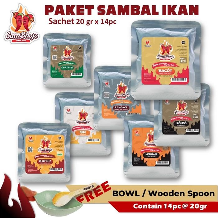 

SamBhojo Sambal Sachet Paket Sambal Ikan 14pc @20gr - Jinak (tidak Pedas)