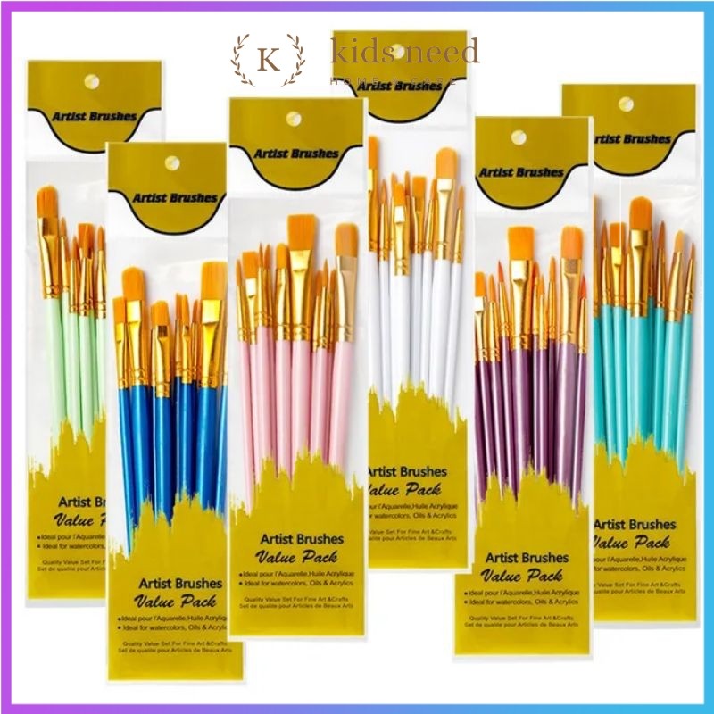 

Kuas Lukis Cat Air 1 Set Isi 10 / PAINT BRUSH Akrilik / Minyak / Nilon / Watercolour / Acrylic / Oil Paint / Nylon / Round Flat Filbert / Painting Artist Brush Set Samoyed