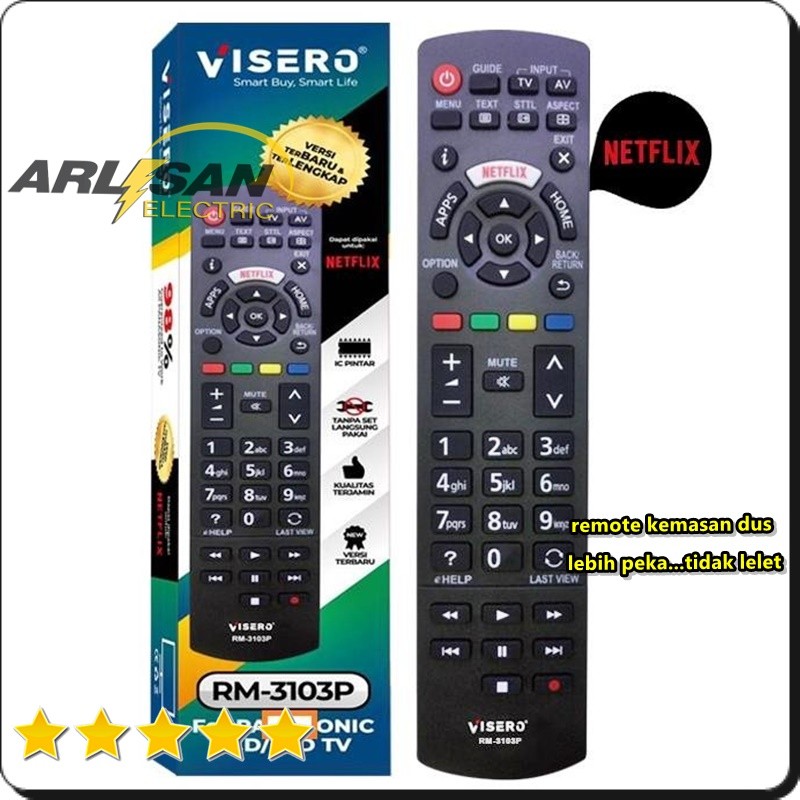Remote Tv PANASONIC Smart Tv  Lcd Led 24 32 40 42 inch Langsung Pakai Remot Visero Rm-3103P Kemasan 