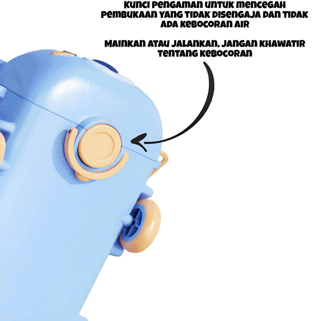 RB Botol Minum Anak Sekolah Tempat Air Minum Perempuan Laki-laki BUS MOBIL Karakter Lucu Sedotan