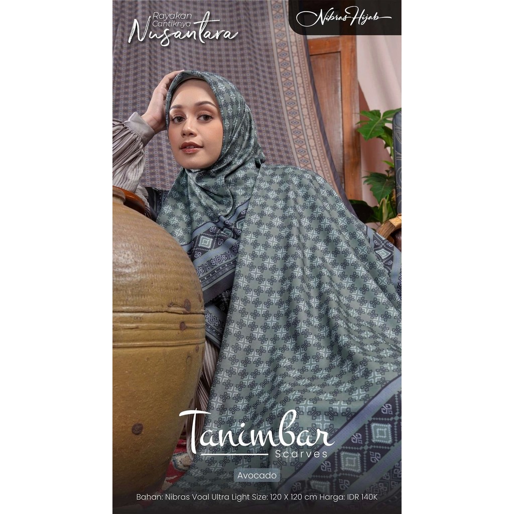 Tanimbar Scarves Hijab Bahan Ultra Voal Premium Bermotif size  120x120 cm by Nibras