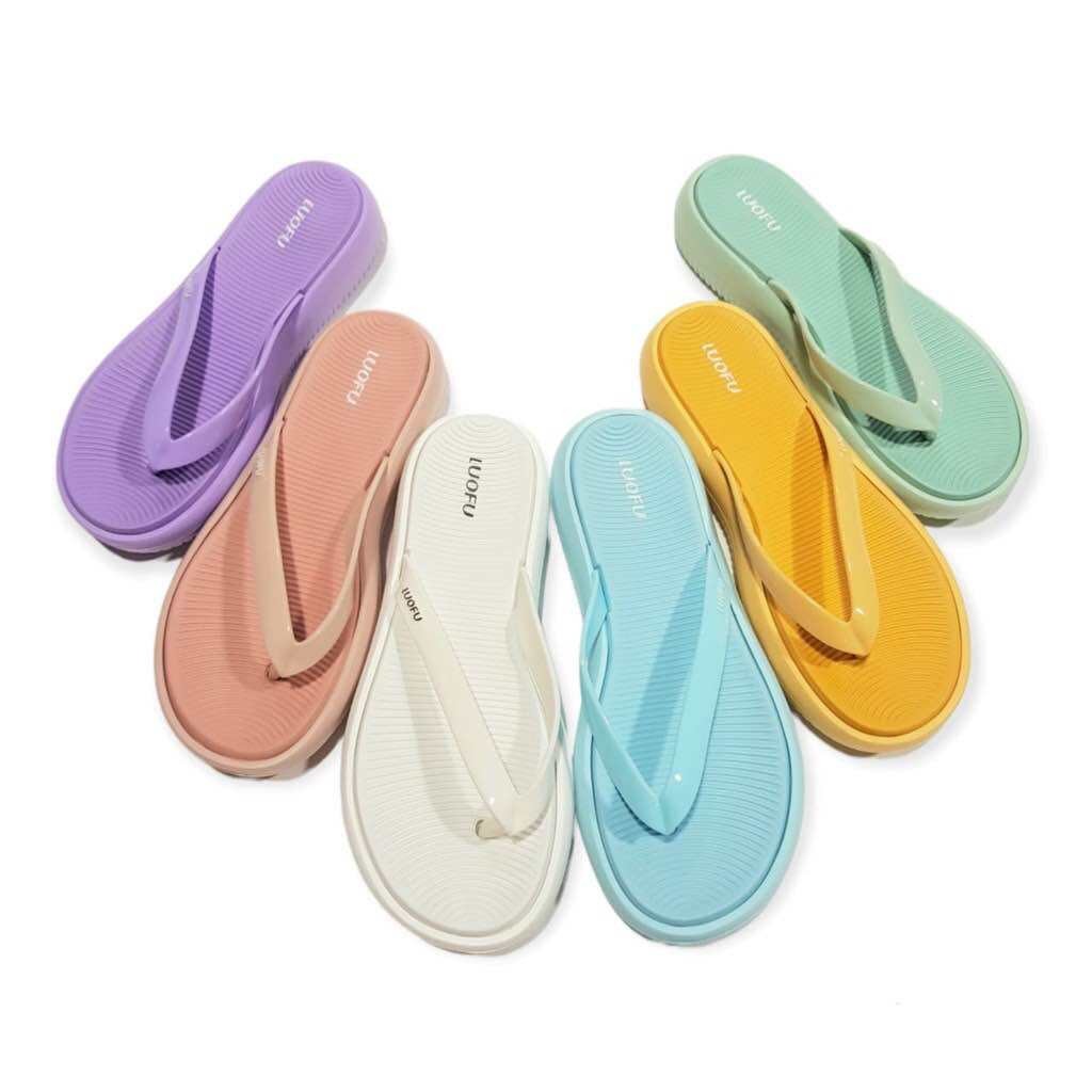 OS Luofu Sandal Jepit Wanita Karet Empuk E7204-E01WS (AY2)