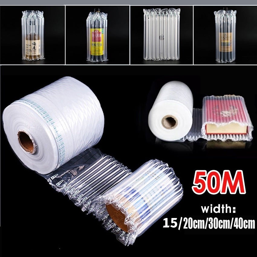 

50M Air Bubble Wrap 15cm/20cm/30cm/40cm Anti Pecah Inflatable Bag Plastik Air Bag Roll Cushion Packing Bubble Wrap Extra Bubble Packing Air Bag Cushion