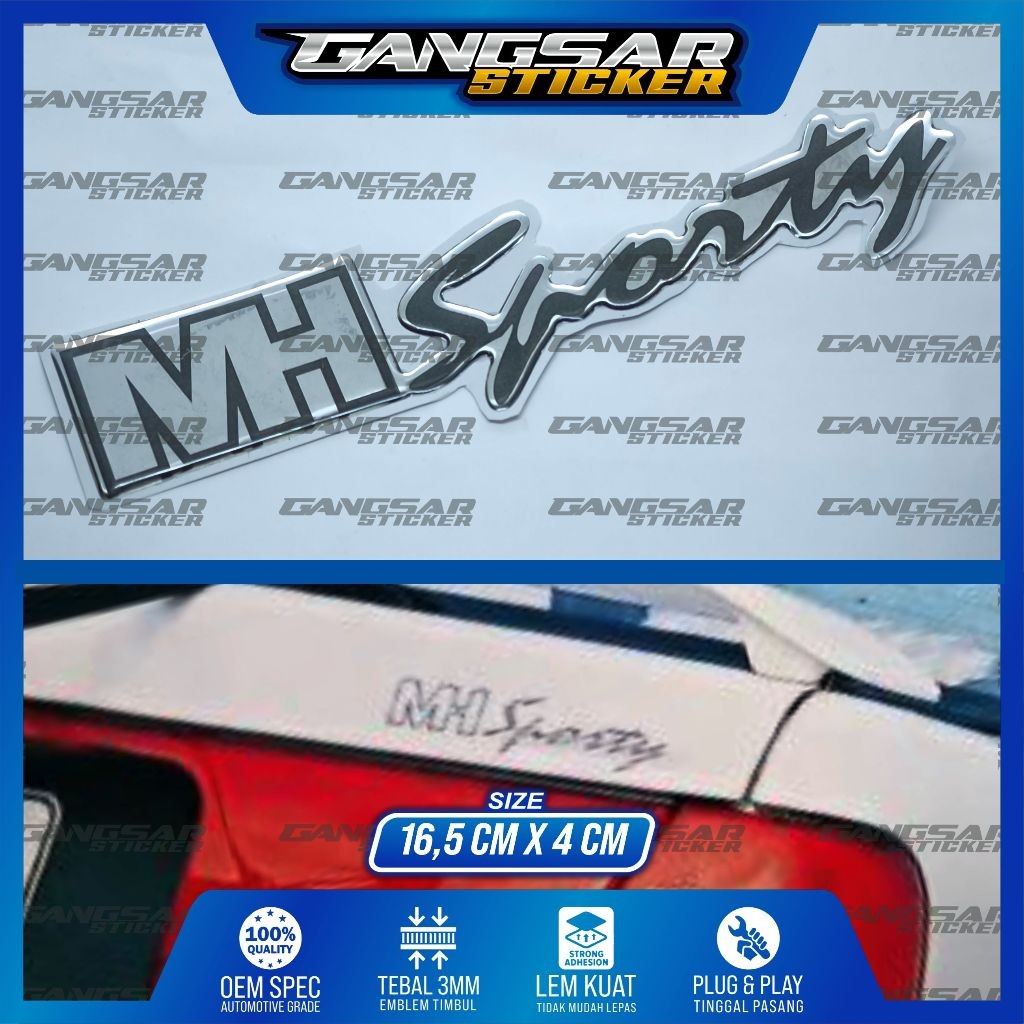 emblem timbul MH Sporty suzuki esteem / emblem logo suzuki esteem mh sporty / emblem bagasi mh sport