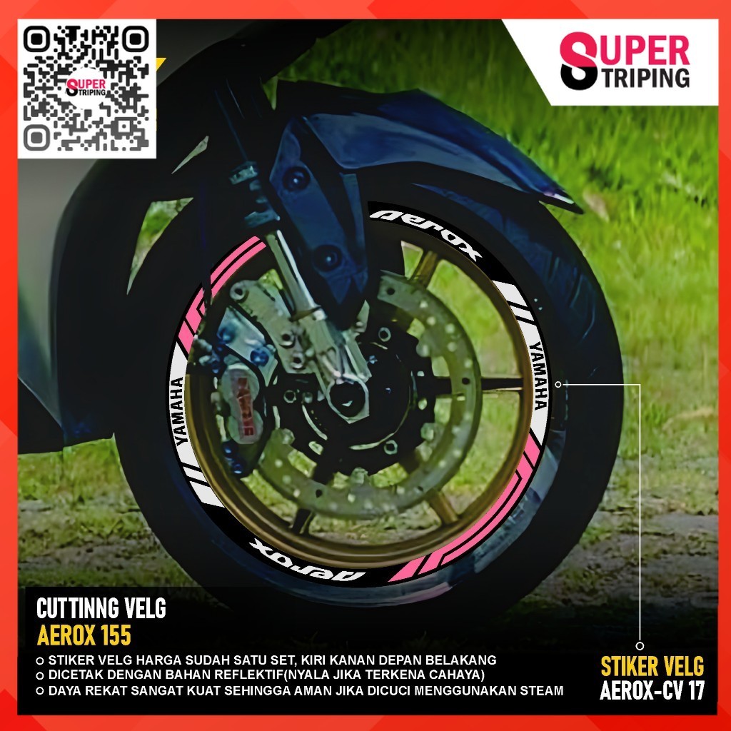 CUTTING STICKER VELG AEROX 155 - STIKER LIS LIST VARIASI AEROX 17