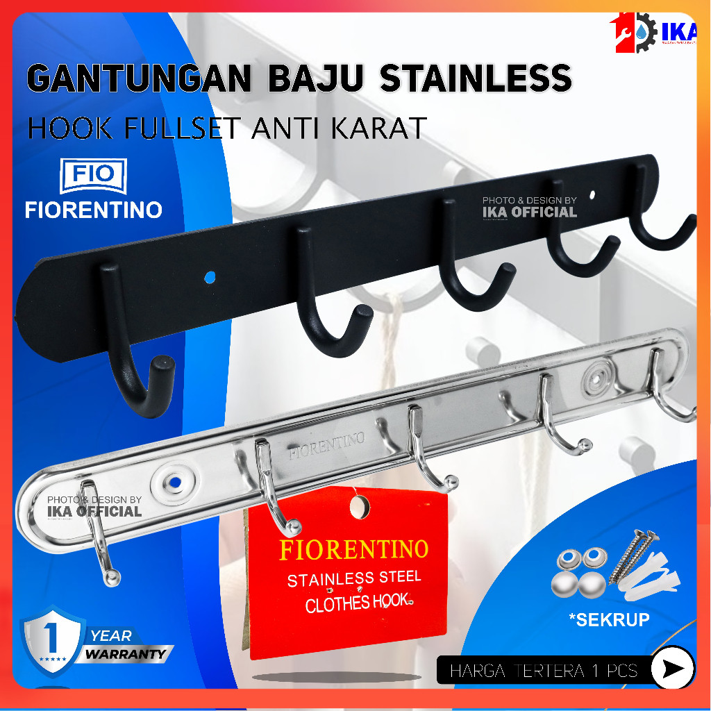 Gantungan Baju SOLIGEN Hanger 5 Kait Plastik PVC Kapstok Dinding Tembok Cantolan / Gantungan Baju Ha