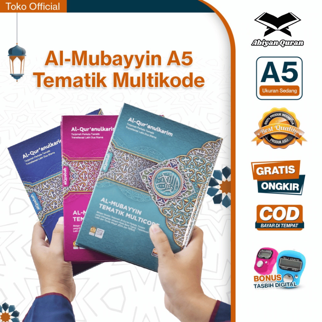 Al-Quran Terjemah Perkata Tematik Transliterasi Latin Dua Warna Al-Mubayyin Tematik Multicode Ukuran A5 Abiyan Quran