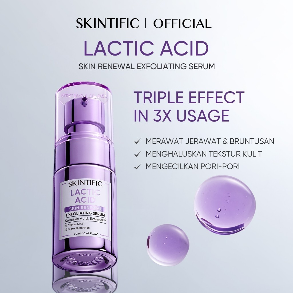 SKINTIFIC - Lactic Acid Skin Renewal Exfoliating Serum 20ml Peeling Wajah untuk semua jenis kulit