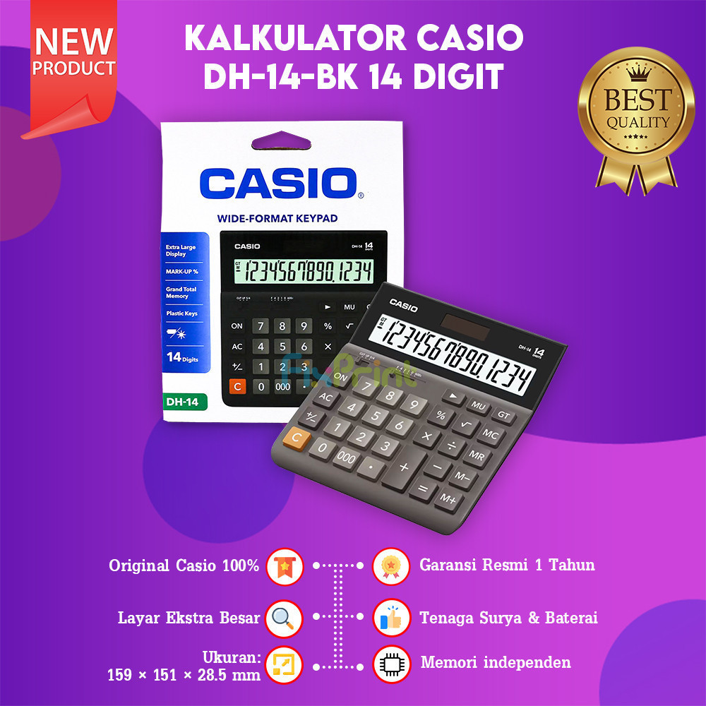 

FixPrint New Original Casio DH 14-BK Calculator Dekstop DH-14 Digits Black