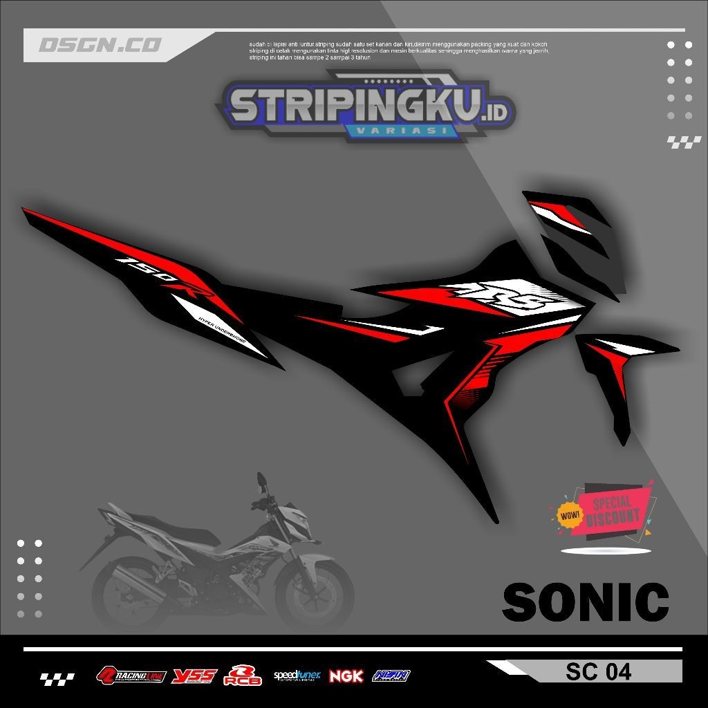 Striping Variasi Honda Sonic 150R / Sticker Honda Sonic variasi motif simple keren kode 04