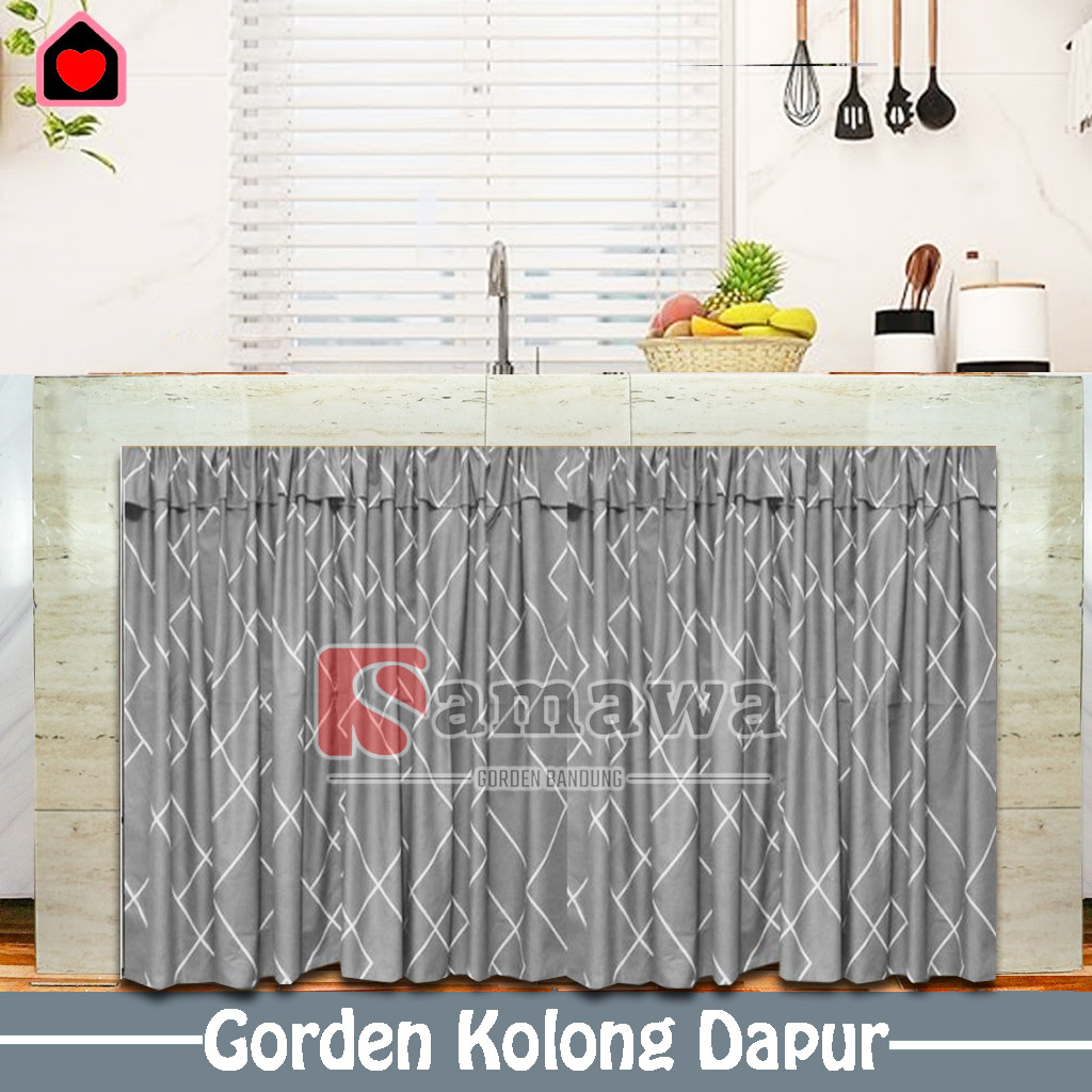 Gorden Kolong Meja Kompor Dapur Ukuran Lebar 100x60cm Motif Pajero Abu