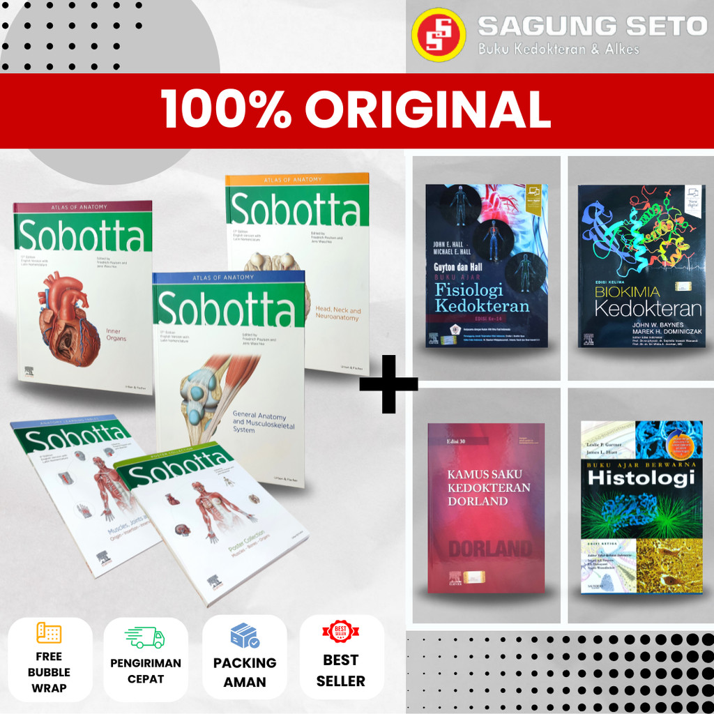 PAKET BUKU SOBOTTA INGGRIS EDISI 17, GUYTON, DORLAND, GARTNER, DAN BIOKIMIA KEDOKTERAN