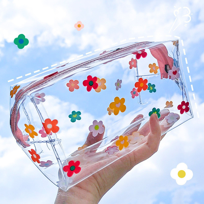 

Kawaii Transparent Pencil Case Large Capacity Pen Box Ladies Cosmetic Bag Back to School Office Supplies Cute Stationery