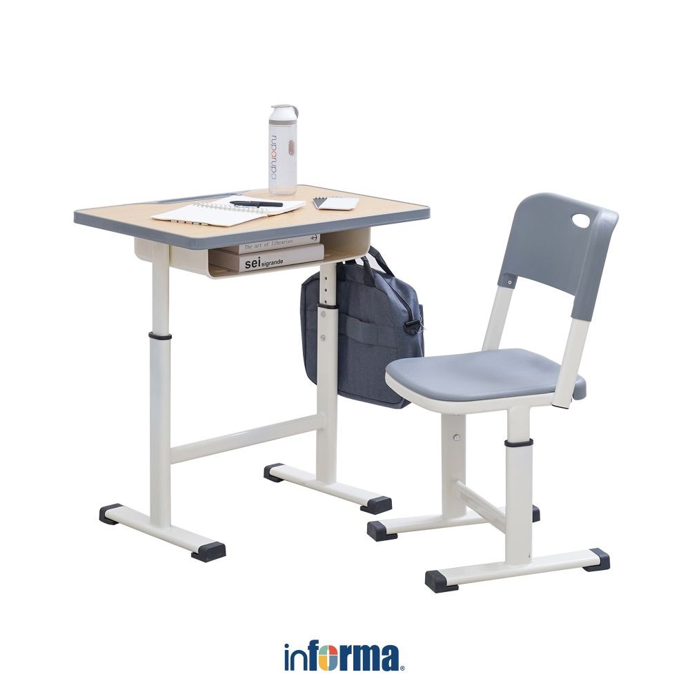 Informa Jobb Set Meja & Kursi Sekolah - Cokelat Beech Kids Study Table Chair Perlengkapan Furniture 