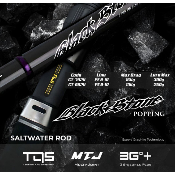 EXPERT Joran Pancing BLACK STONE LGS722L  GT792H  GT802H Sambung 2 Fuji Popping Rod