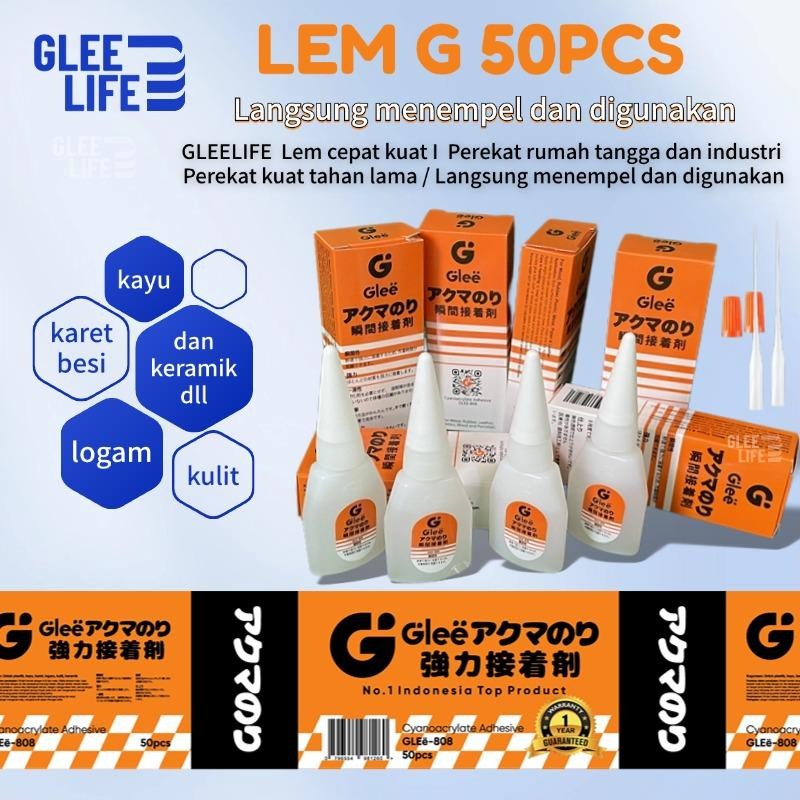 

Set 50pcs Lem Tetes G Lem Korea Instant Cyanoacrylate Glue LEM KOREA SERBAGUNA LEM PEREKAT SUPER GLEELIFE