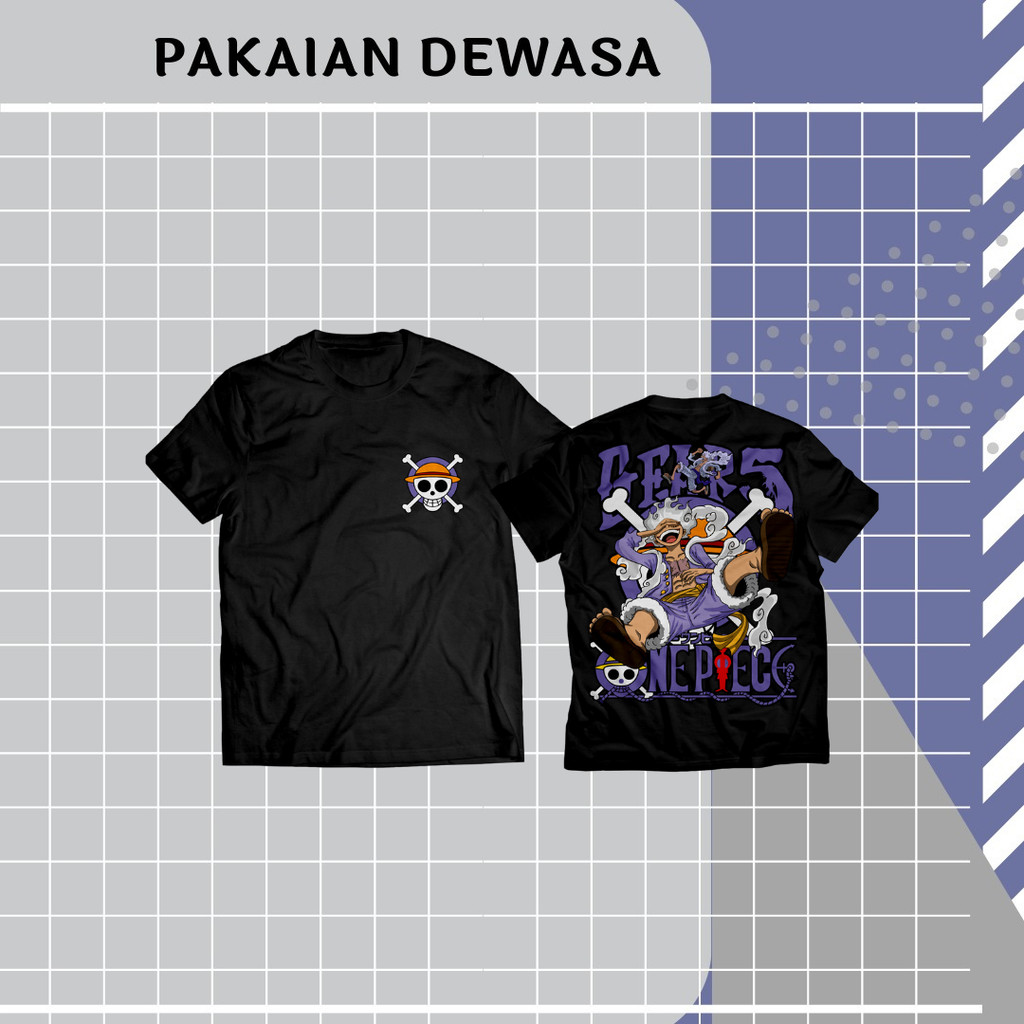 Kaos Luffy One Piece Gear 5 Terbaru Big Size S M L XL XXL 3XL 4XL 5XL Sun God Nika Tshirt Nakama Zor