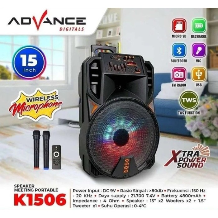 Speaker Meeting Advance K 1506 15 inch/Speaker Portable. MURAH