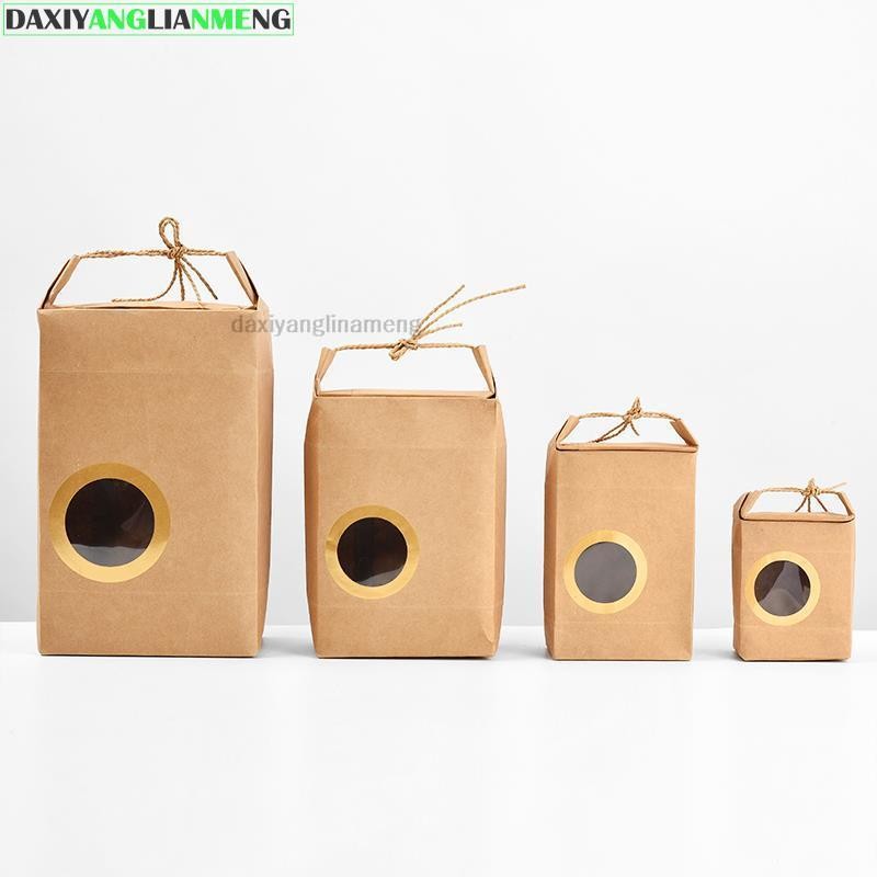 Private Tea Packaging Gift Boxes Portable Food Window Boxes A Brown Paper Bag Tea Bag Bag Mid-Autumn