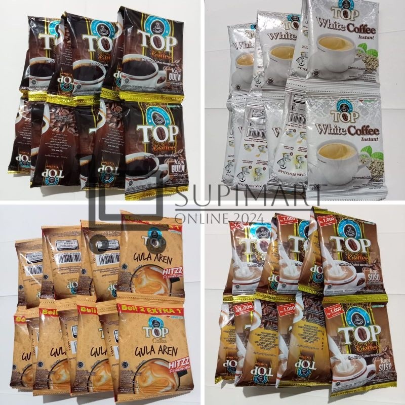 

TOP COFFE Gula Aren Renteng Isi 12pc Sachet Kopi Bubuk Instan 31gr Sachet Top Coffe Kopi Gula Renteng Top Coffe Kopi Susu Renceng Kopi Top Gula Aren Renteng