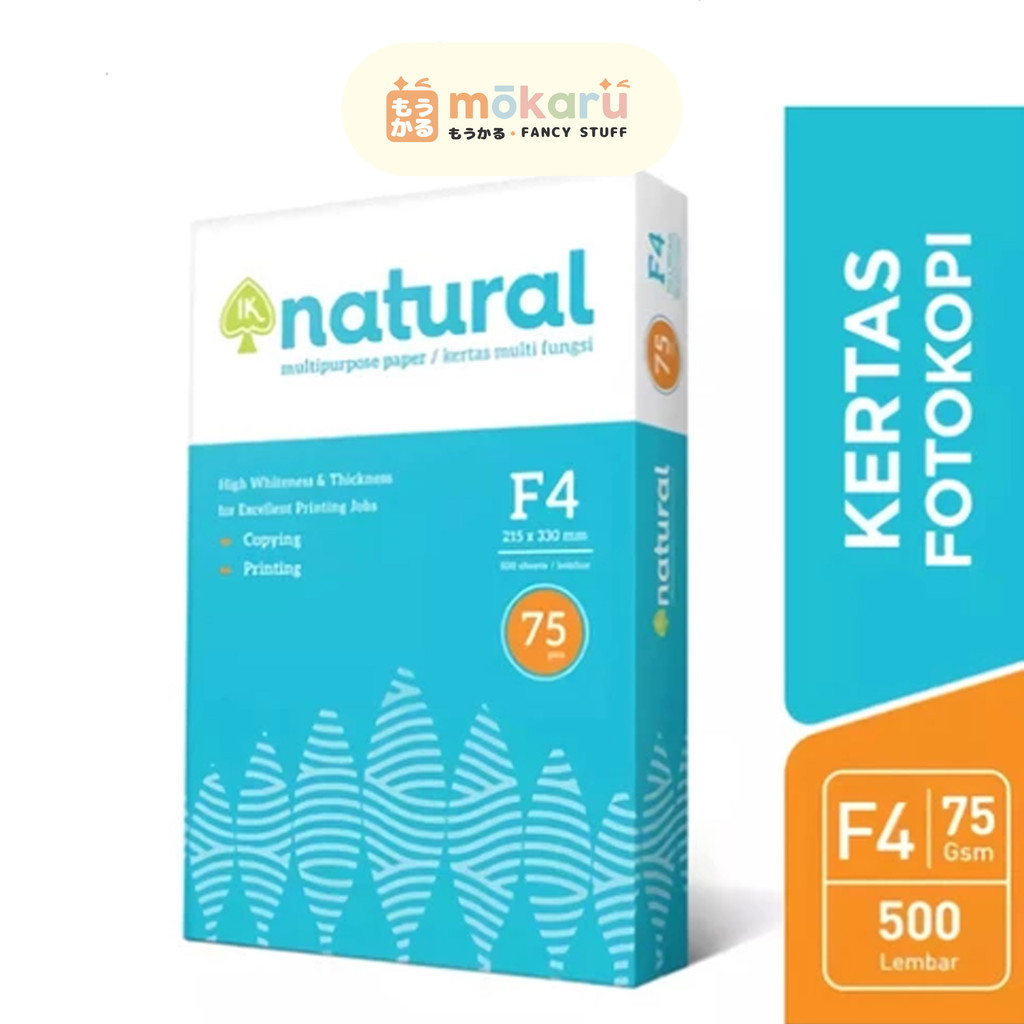 

IK Natural Paper F4 75 gr / Kertas Print Fotocopy F4 75gr/gsm 500 Sheet/lembar