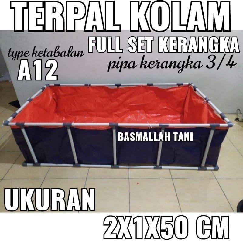 DISTRIBUTOR terpal full set terpal kolam ikan 2x1x50 A12 fullset beserta kerangkanya Bisa bayar cod