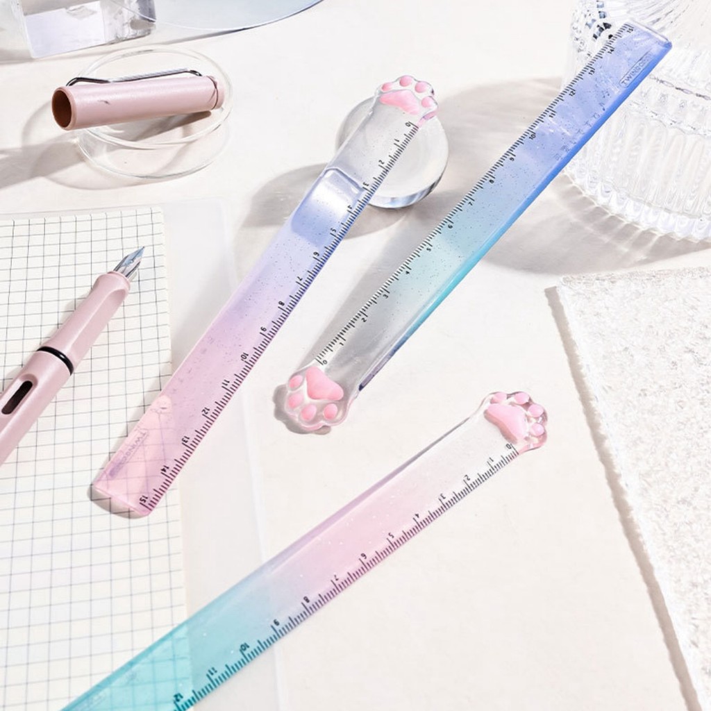 

15M Cat Claw Cute Straight Ruler Gradient Measuring Tool Korean Style School Stationery Supply Kawaii Accessories