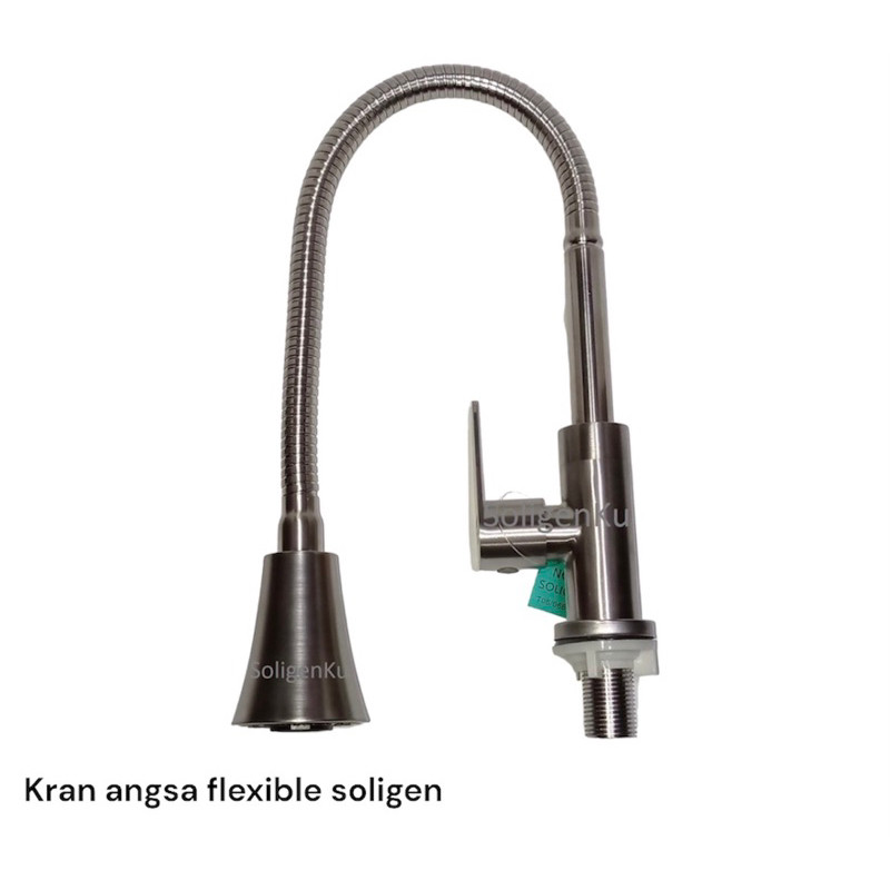Kran angsa kran cuci piring fleksibel tancap terompet stainless Soligen sus505