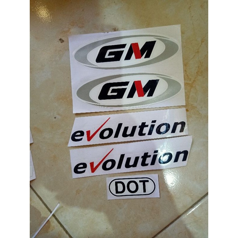 stiker logo helm GM + evolution set model cutting REAL PICT