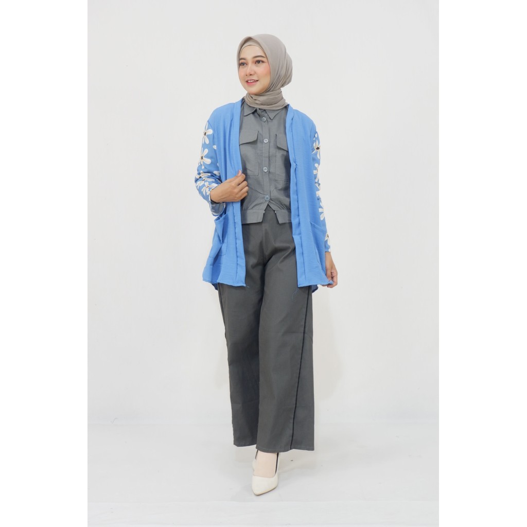 Cardigan motif bulu/ Maulauni long cardigan
