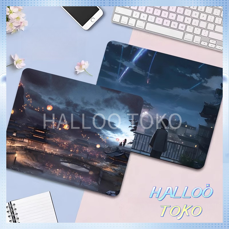 【Diskon Lebaran】Pola Beragam,READY STOCK Custom Gaming Mousepad Antislip,Komik Jepang Berwarna Hitam