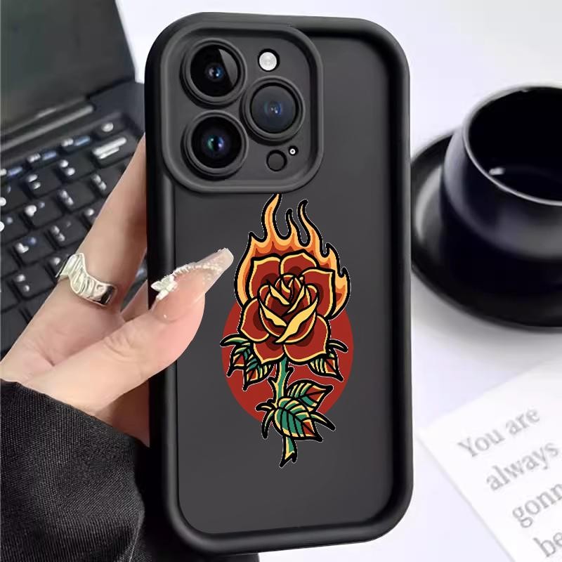 Case Hp For OPPO A38 A31 2020 A32 A33 2020 A35 2021 A36 Soft Silicon Simple Cartoon Rose Camera Prot