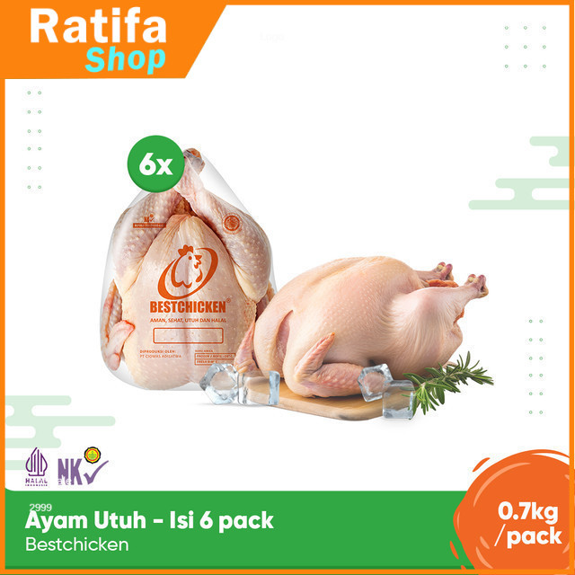 

Bestchicken Ayam Karkas Broiler / Ayam Utuh Japfa Food 700 gram / 0.7 kg - Isi 6 pack