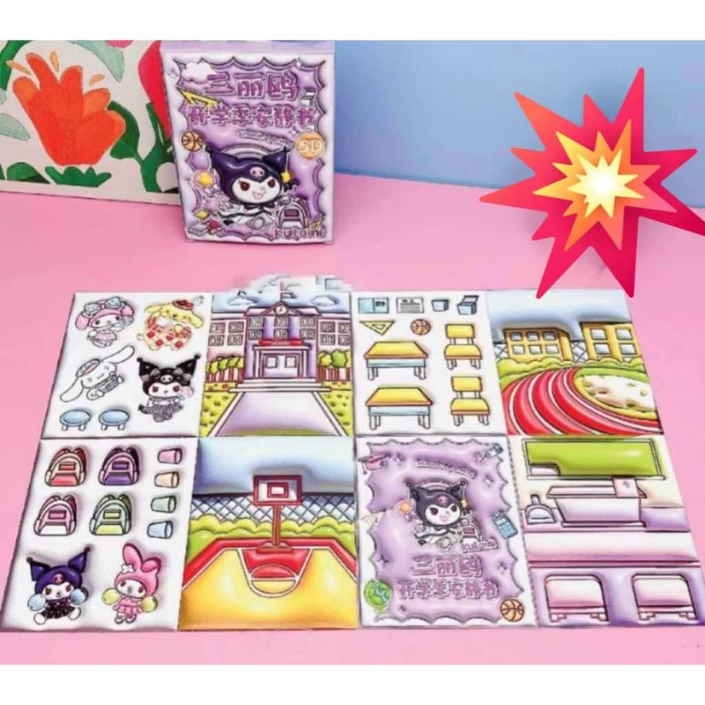 DIY Buku Quiet Book Sticker Sanrio Lucu Buku Mainan Edukasi Bongkar Pasang Busy Book Anak