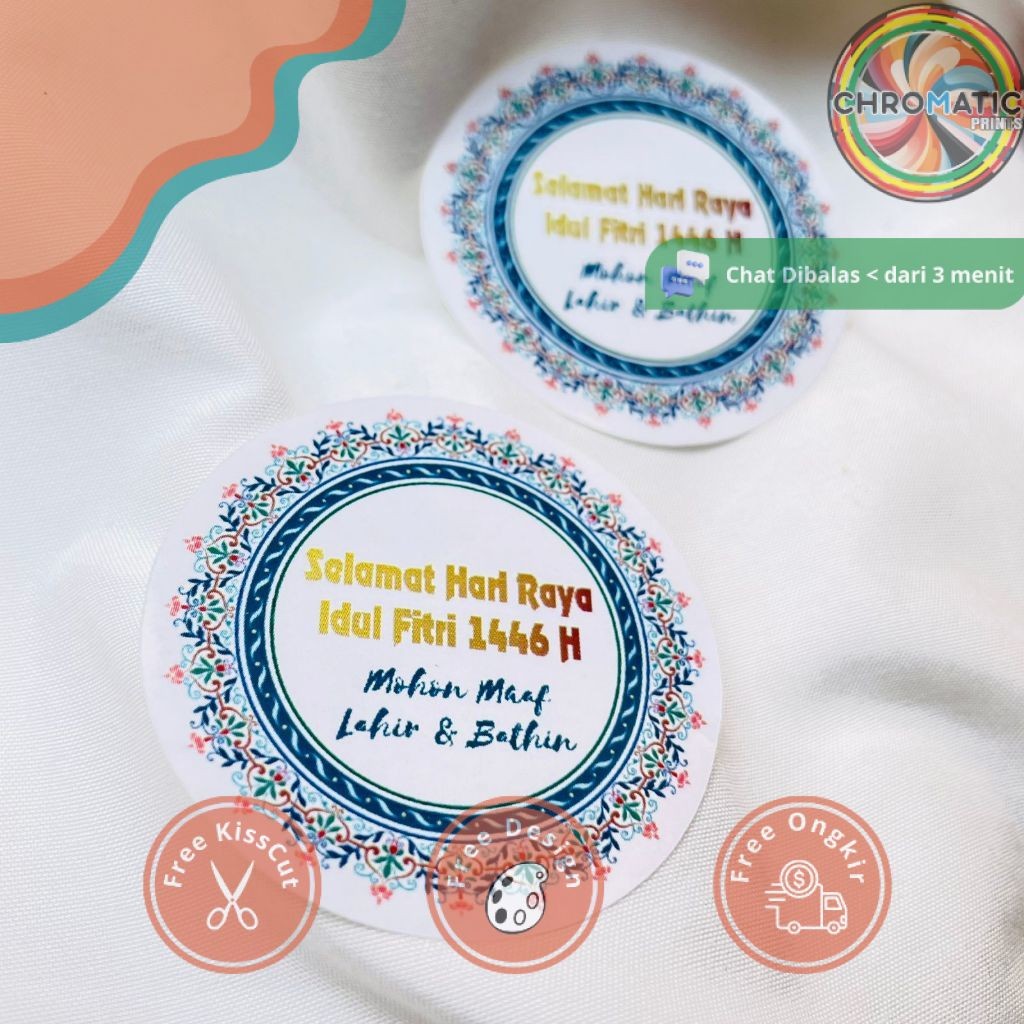 

chromatic Print Cetak Sticker Label Bulat Idul Fitri Stiker Lebaran Toples Label Kue