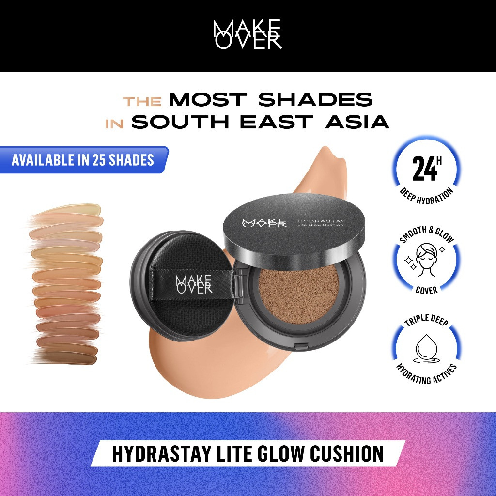 Make Over Hydrastay Lite Glow Cushion 15 g - Cushion Atau Foundation Compact untuk Dry Skin Atau Kul