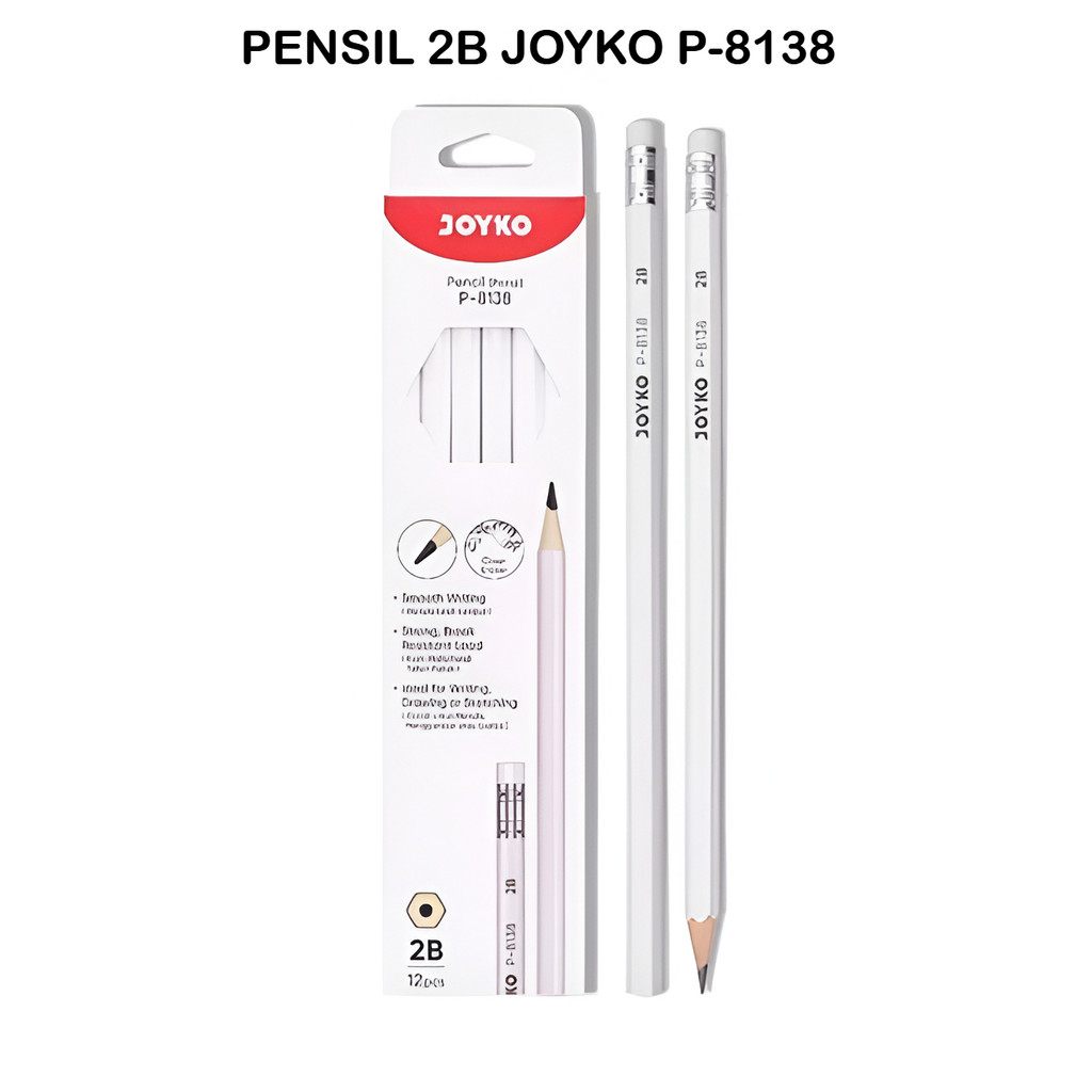 

Pencil Pensil Joyko P-8138 2B (1 PCS) - Pensil 2B Joyko P-8138