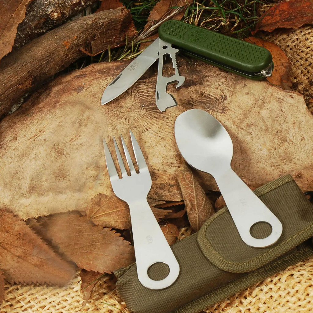 

Sendok Garpu Pisau Lipat Multitools Stainless Steel